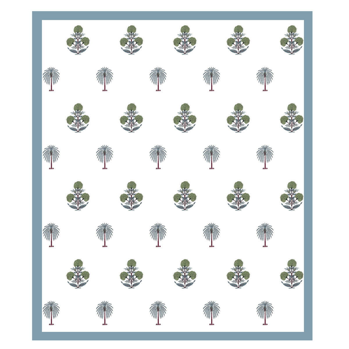 Cotton Hand Block Print Bedsheet Set - Palm Tree