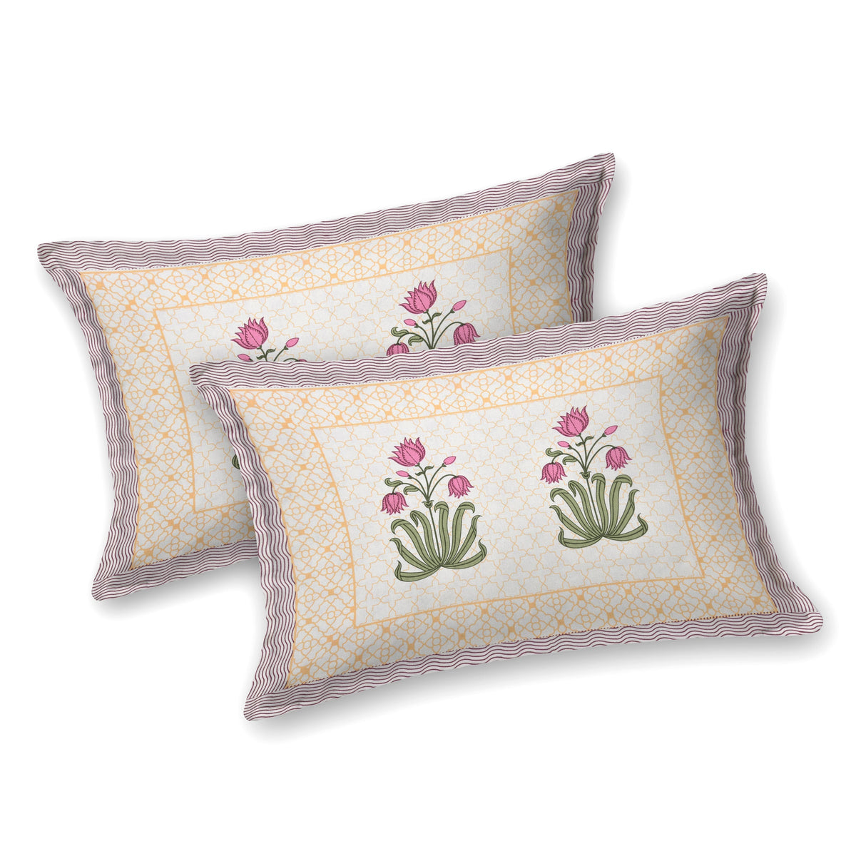 Cotton Super king Handblock Print Bedsheet with 2 pillow covers - Heritage