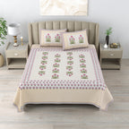 Cotton Super king Handblock Print Bedsheet with 2 pillow covers - Heritage