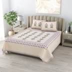Cotton Super king Handblock Print Bedsheet with 2 pillow covers - Heritage