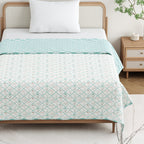 Tulip Green Cotton Reversible Mulmul Dohar for Single bed size