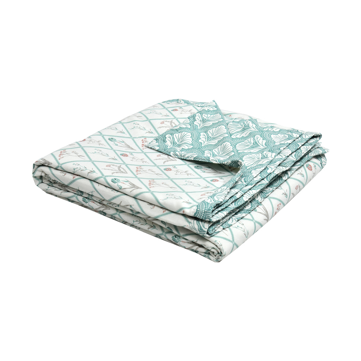 Tulip Green Cotton Reversible Mulmul Dohar for Single bed size