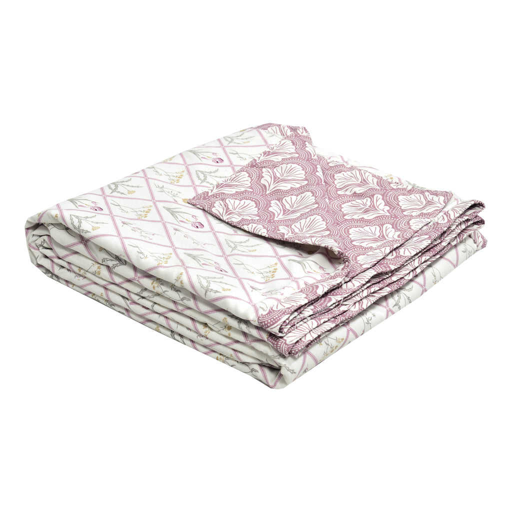Tulip Purple Cotton Reversible Mulmul Dohar for Single Bed Size