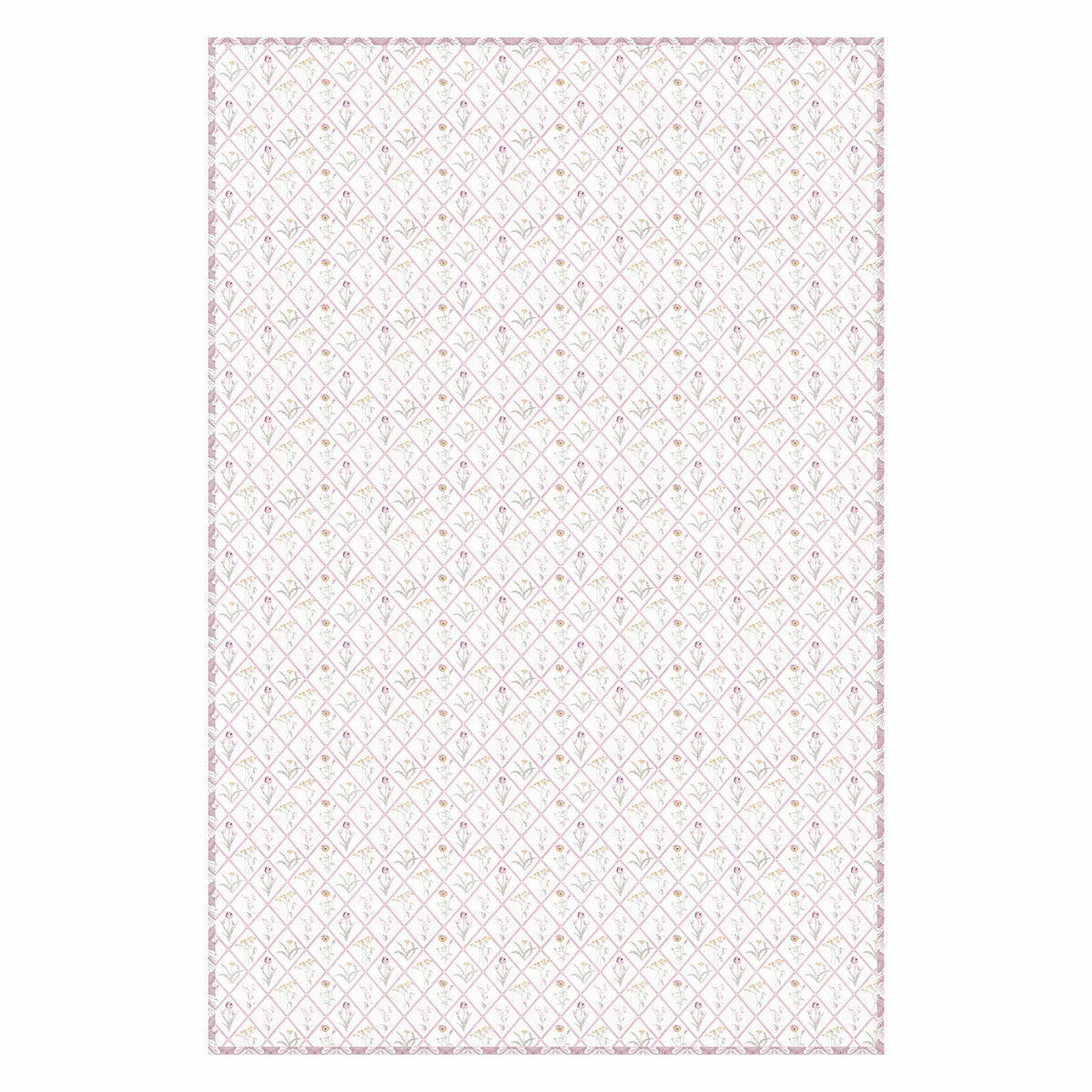 Cotton Mulmul Dohar For Single Bed Size Garden Of Tulip - Pink Dohar