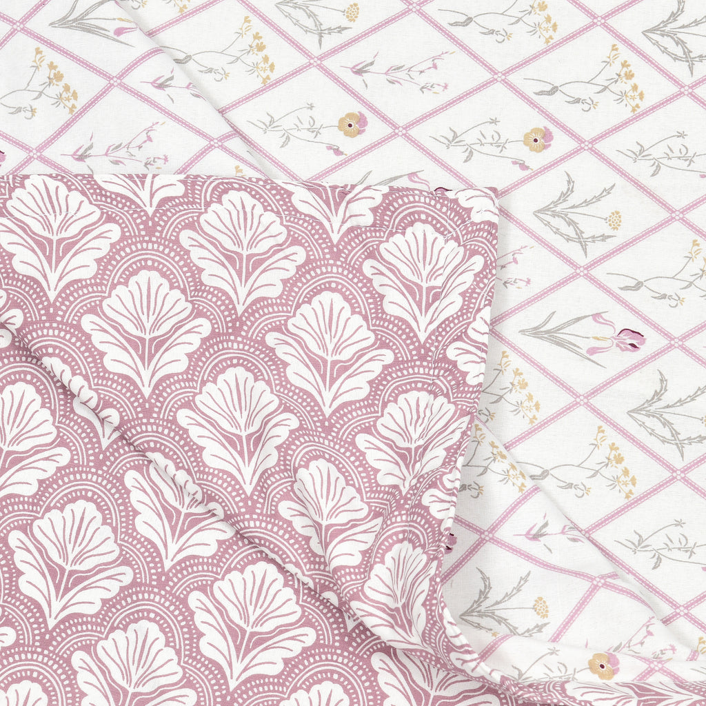 Tulip Purple Cotton Reversible Mulmul Dohar for Single Bed Size