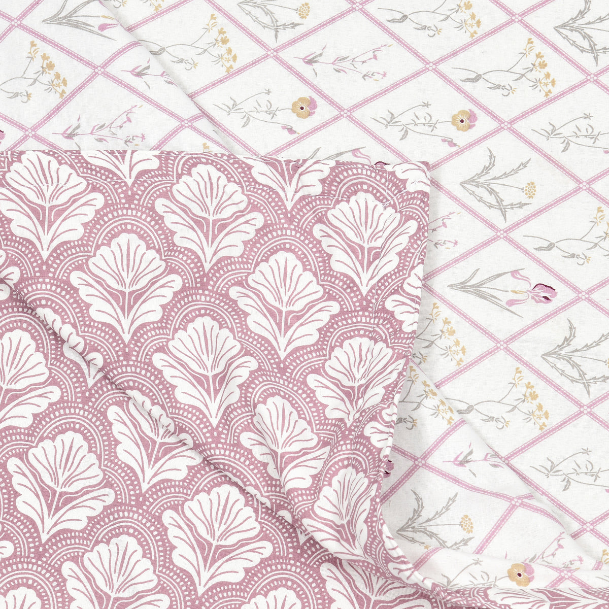 Tulip Purple Cotton Reversible Mulmul Dohar for Single Bed Size