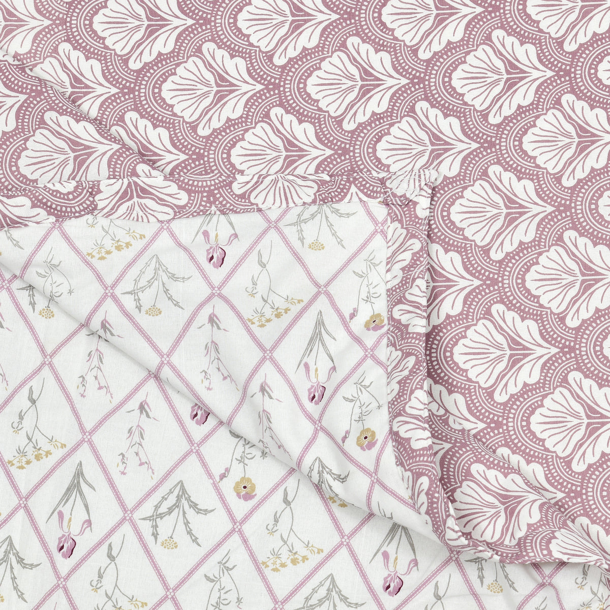 Tulip Purple Cotton Reversible Mulmul Dohar for Single Bed Size
