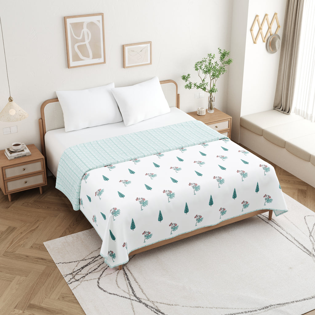 Mughal leaves Cotton Reversible Mulmul Dohar for Double Bed Size