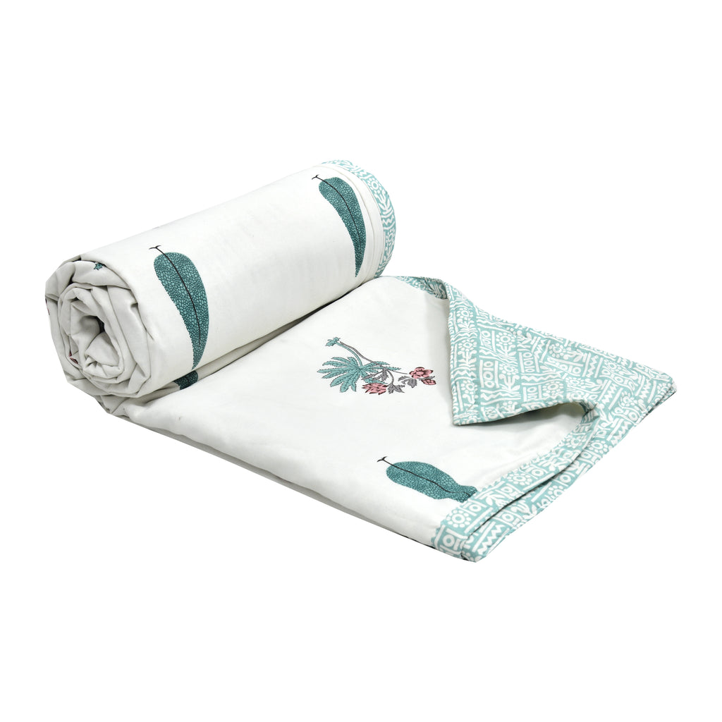 Mughal leaves Cotton Reversible Mulmul Dohar for Double Bed Size