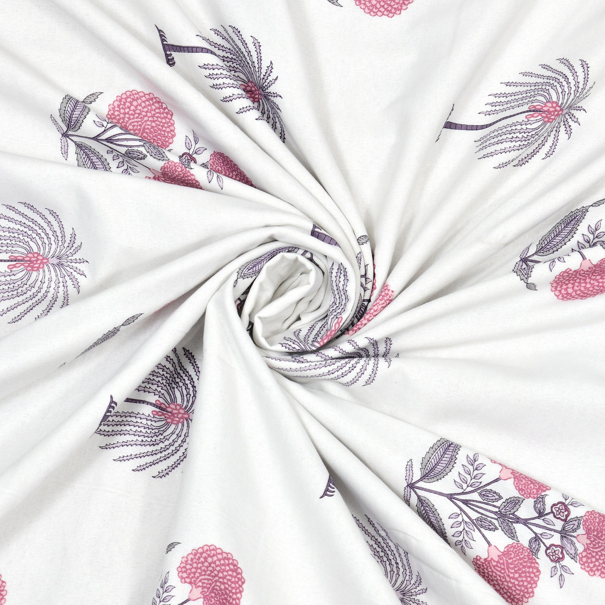 Pink Palm Cotton Reversible Mulmul Dohar for Single Bed Size