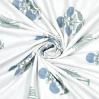 Blue Palm Cotton Reversible Mulmul Dohar for Single Bed Size