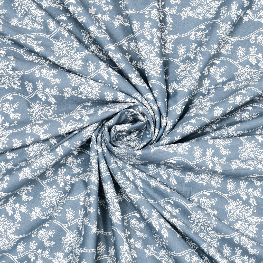 Blue Palm Cotton Reversible Mulmul Dohar for Single Bed Size