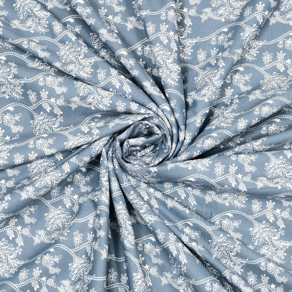 Blue Palm Cotton Reversible Mulmul Dohar for Single Bed Size