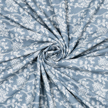 Load image into Gallery viewer, Reversible Hand block print cotton Mulmul Single size Dohar - Blue Flower
