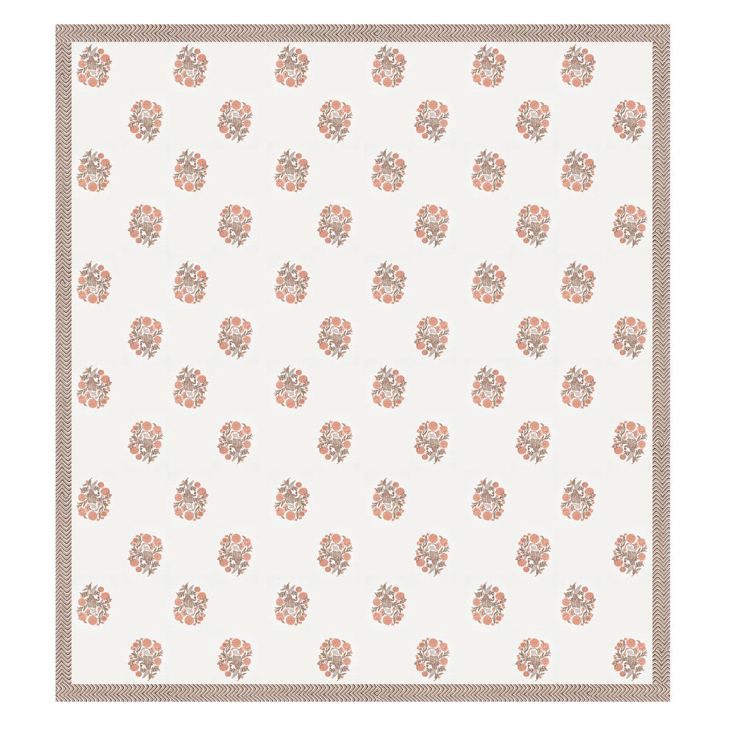 Cotton Hand Block Print Bedsheet Set - Wings-Orange