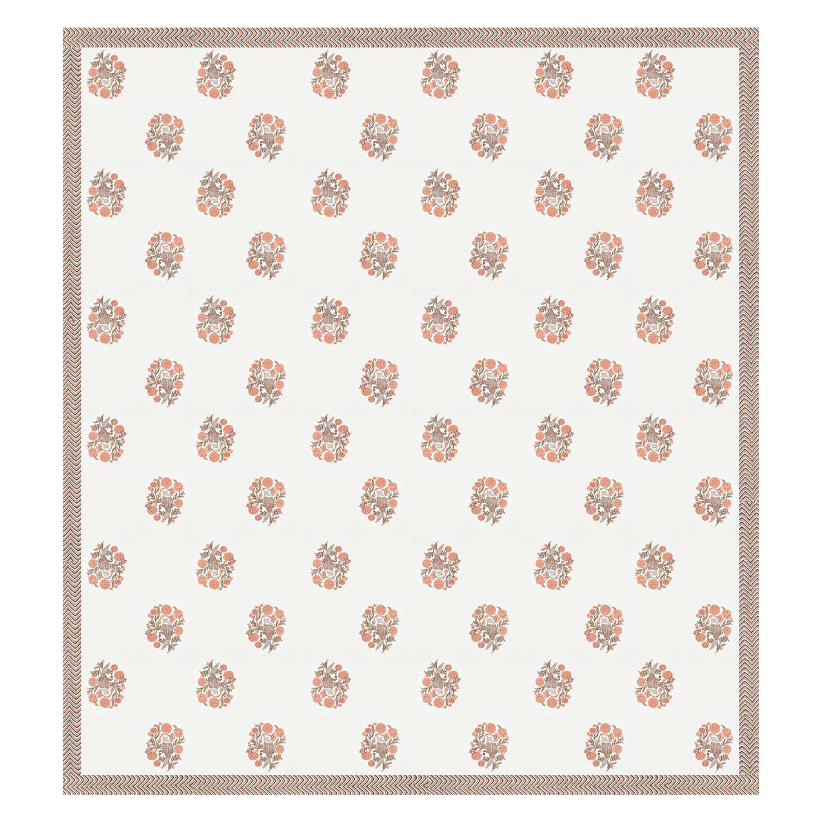 Cotton Hand Block Print Bedsheet Set - Wings-Orange