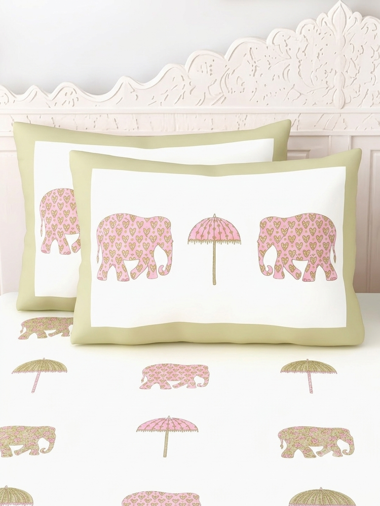Pastel Contemporary Motifs - Premium Cotton Handblock Print Bedsheet Set
