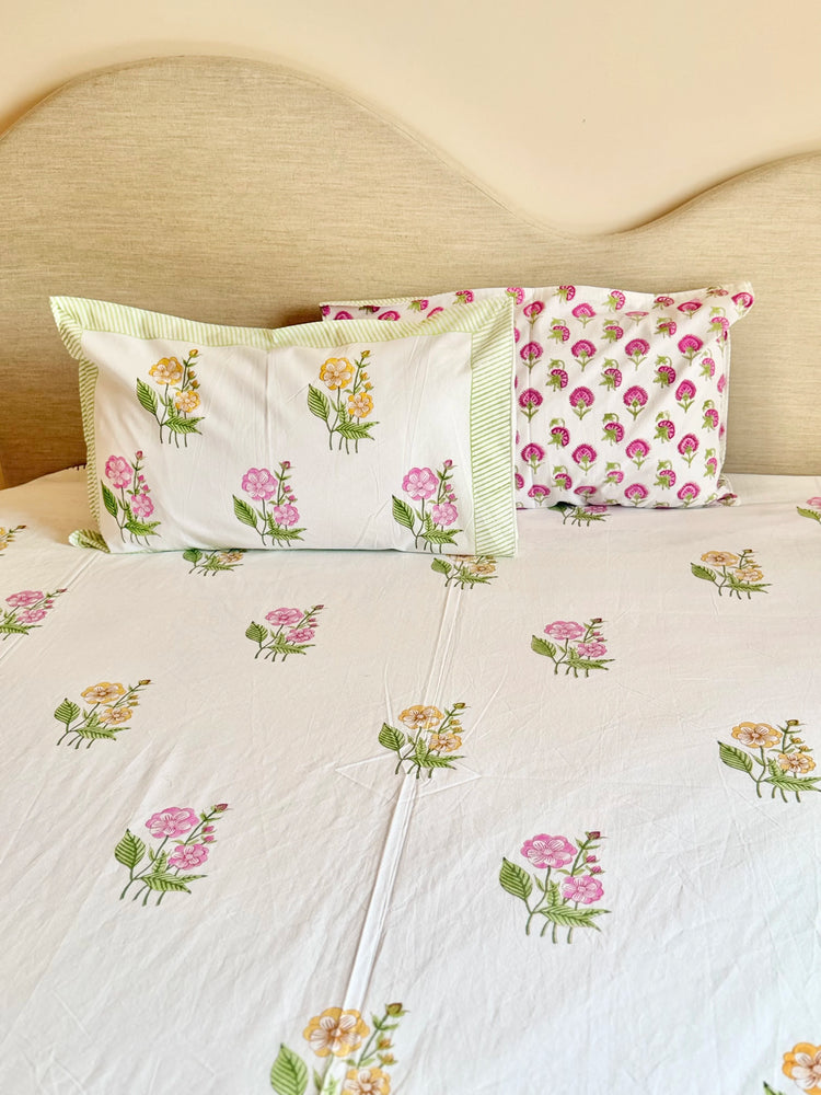 Marigold - Premium Cotton Handblock Print Bedsheet Set