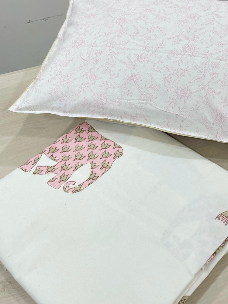 Pastel Contemporary Motifs - Premium Cotton Handblock Print Bedsheet Set