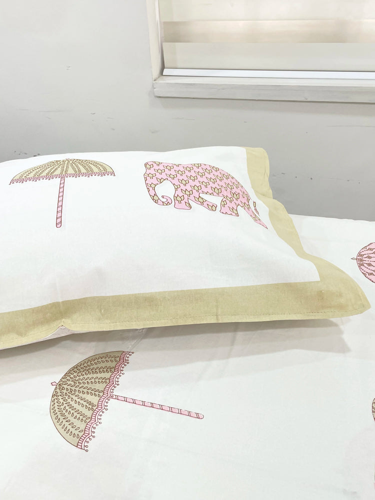 Pastel Contemporary Motifs - Premium Cotton Handblock Print Bedsheet Set