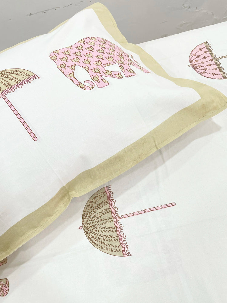 Pastel Contemporary Motifs - Premium Cotton Handblock Print Bedsheet Set