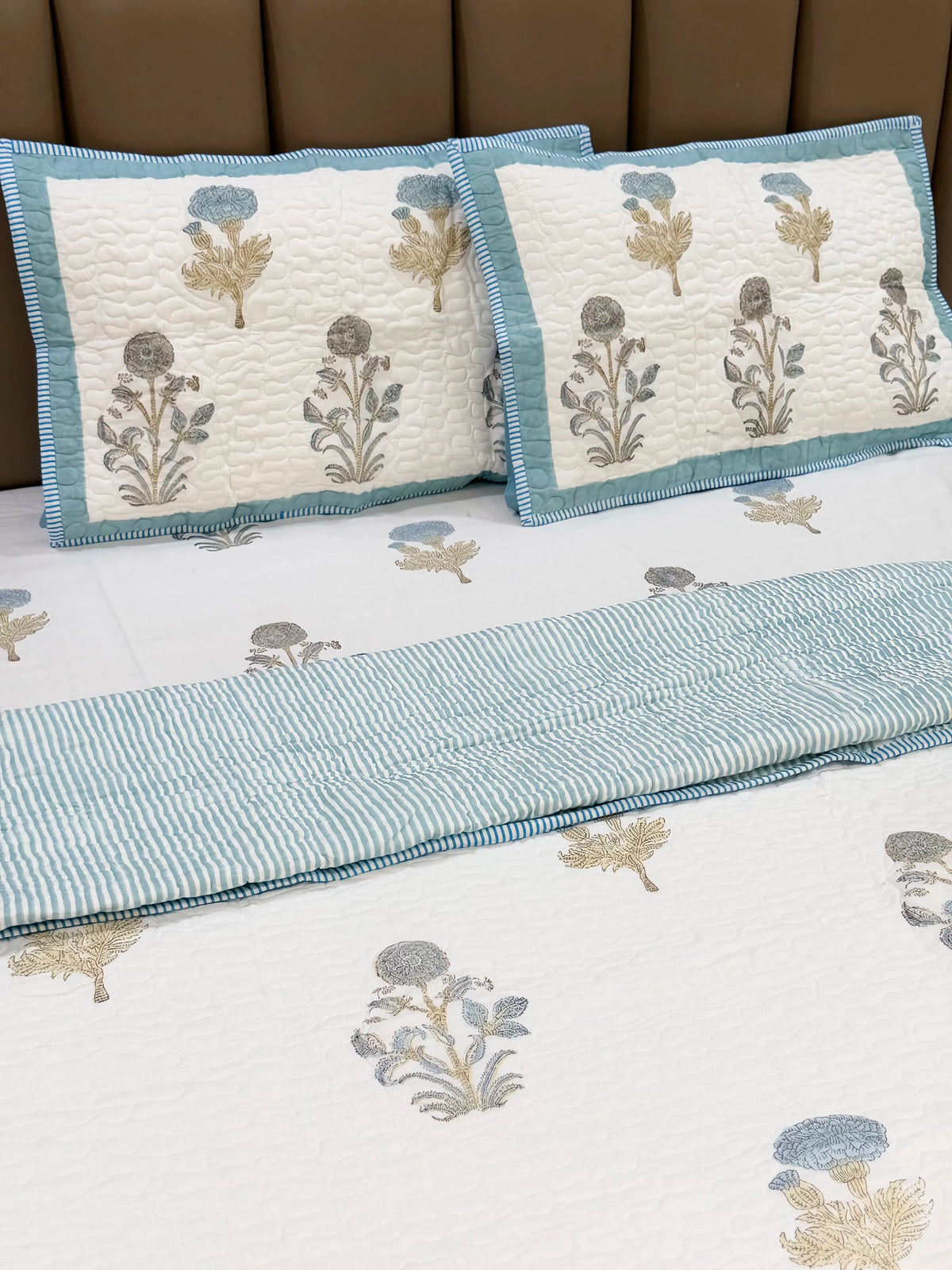 Traditional Motifs- Premium Cotton Handblock Print Quilted bedcover