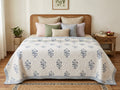 Reversible Hand Block Print Double bed Quilt - INDIGO