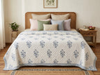 Reversible Hand Block Print Double bed Quilt - INDIGO