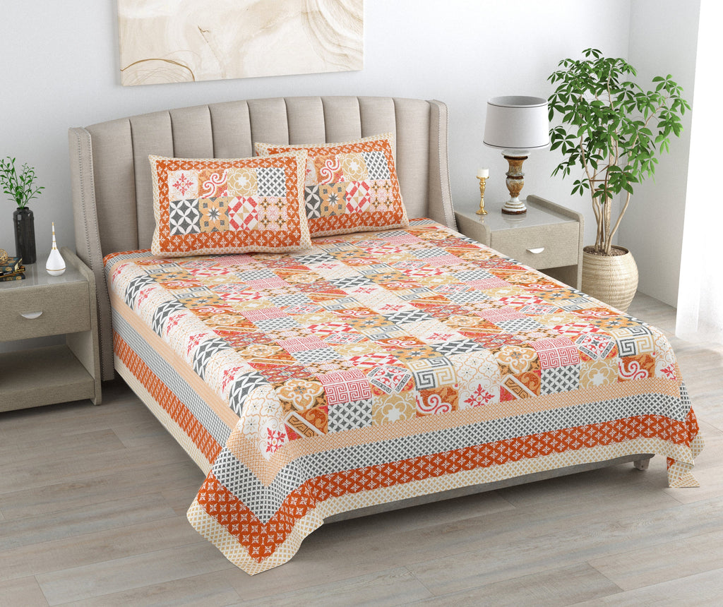 Cotton Print Bedsheet with 2 pillow covers - Oasis