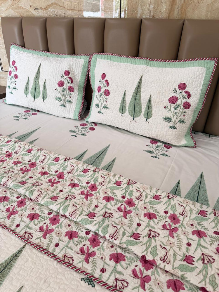 Gulabi - Premium Cotton Handblock Print Bedsheet Set