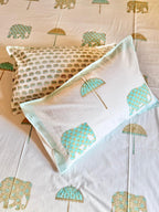 Gardenia - Premium Cotton Handblock Print Quilted Bedsheet Set