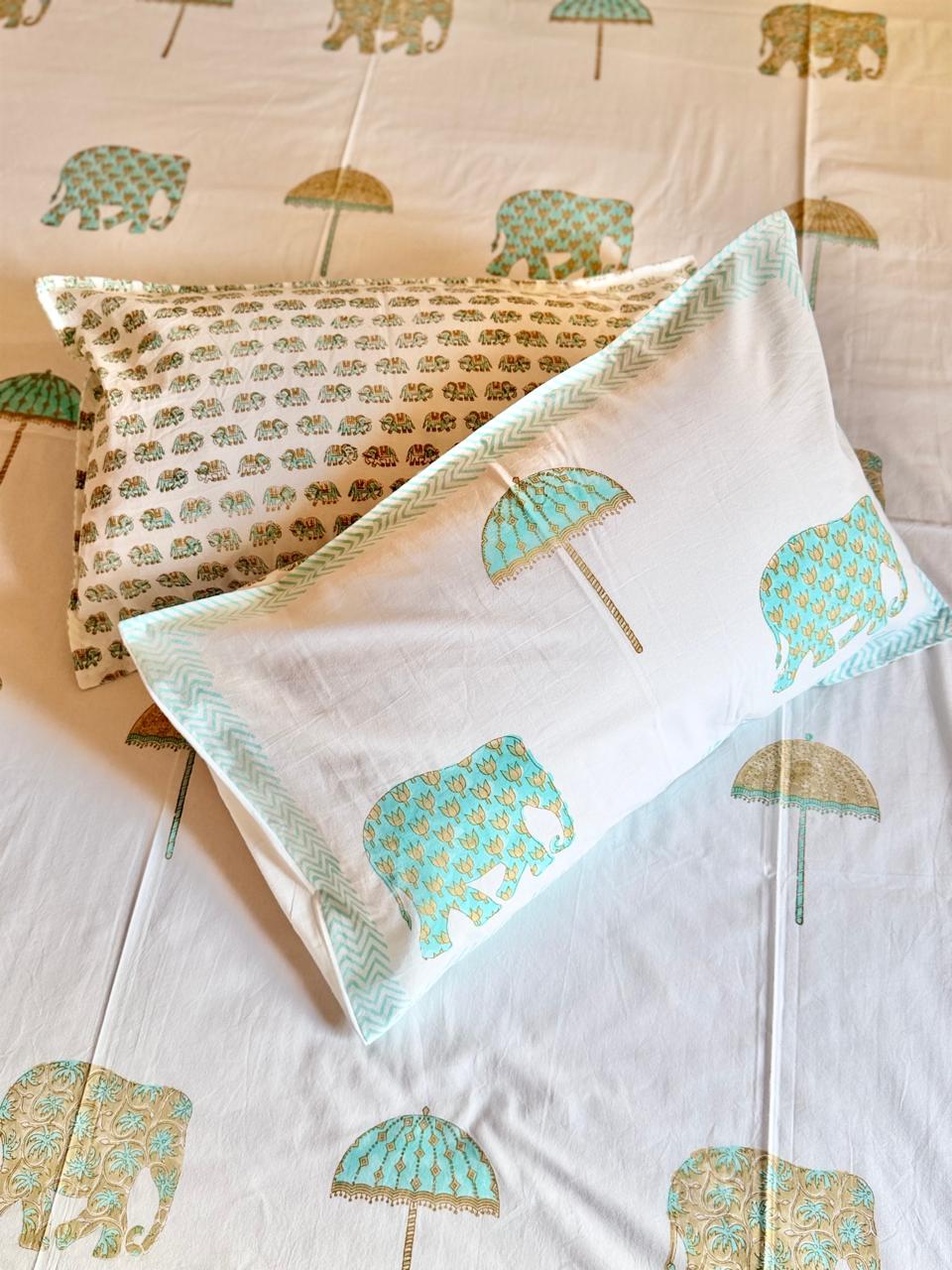 Gardenia - Premium Cotton Handblock Print Quilted Bedsheet Set