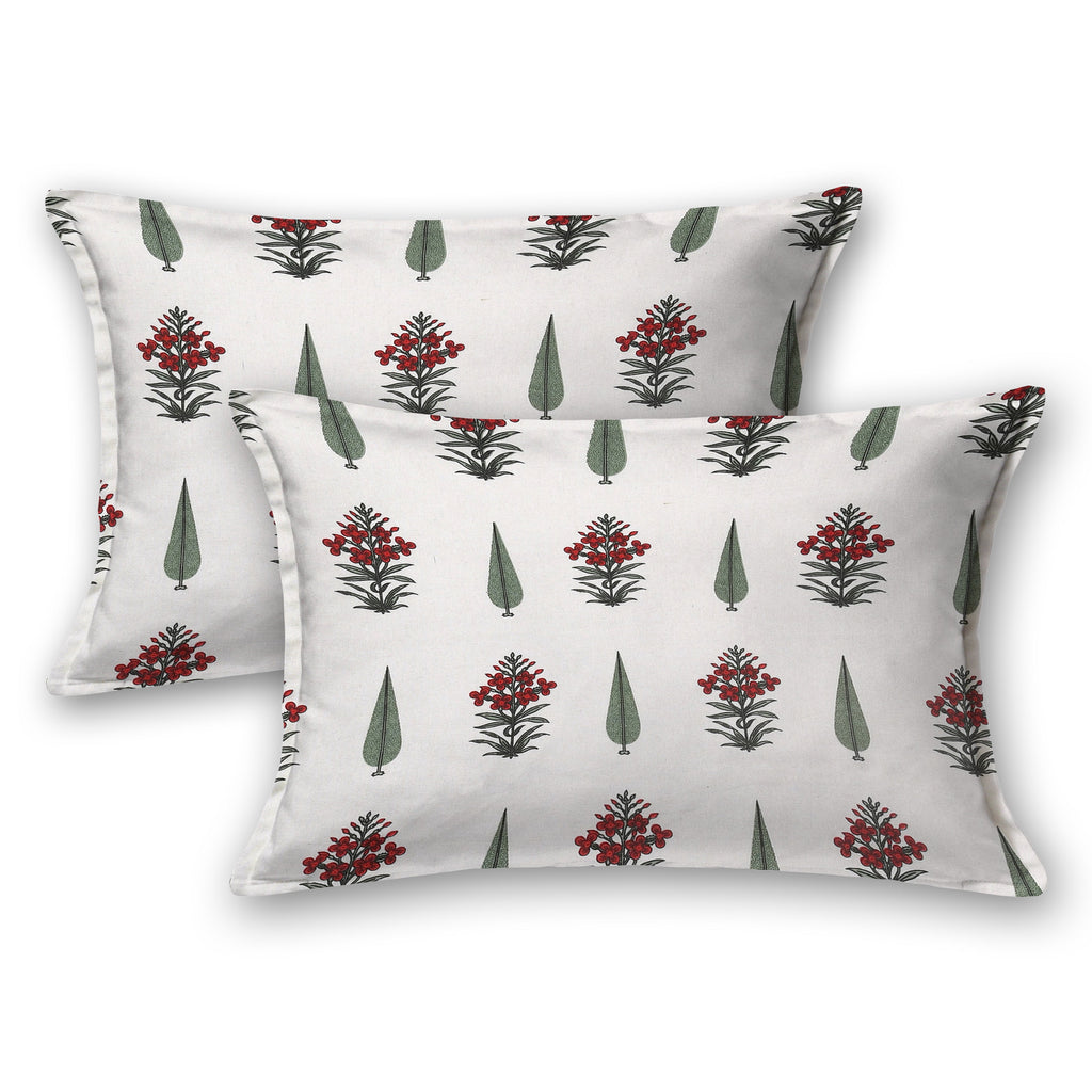 Cotton Handblock Print Bedsheet Set- Booti Red