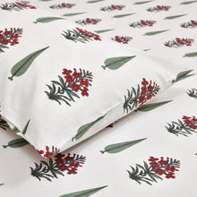 Load image into Gallery viewer, 100% Cotton Block Print Bedsheet - Blooming Red Booti
