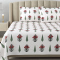 Cotton Super king Handblock Print Bedsheet with 2 pillow covers - Booti Red