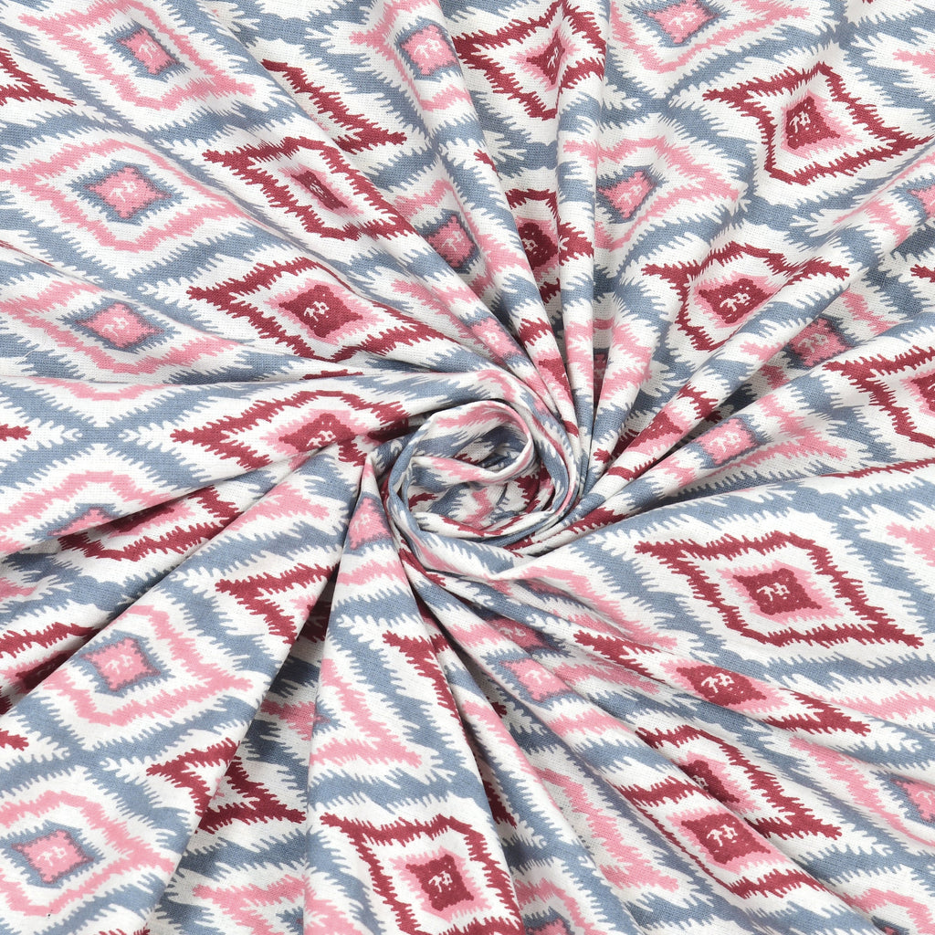 Cotton Print Bedsheet with 2 pillow covers - Ikat Lavender