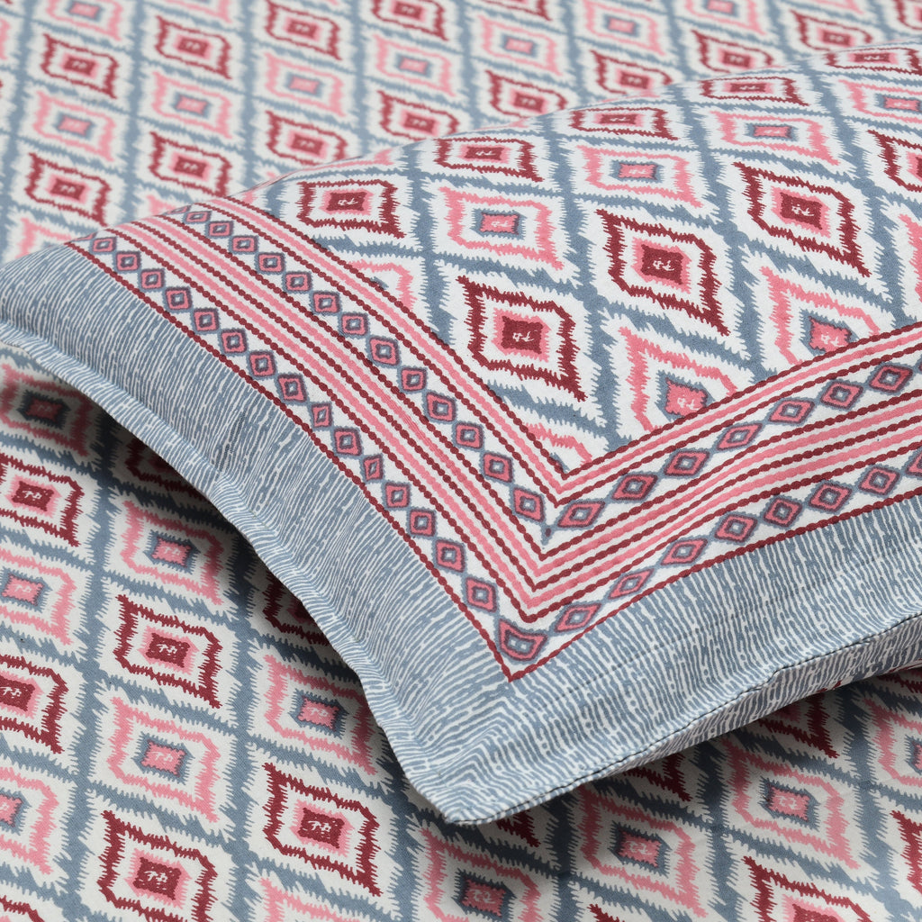 Cotton Print Bedsheet with 2 pillow covers - Ikat Lavender