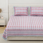 Cotton Print Bedsheet with 2 pillow covers - Ikat Lavender