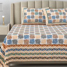 Load image into Gallery viewer, 100% Premium Cotton Printed Bedsheet- Leafy
