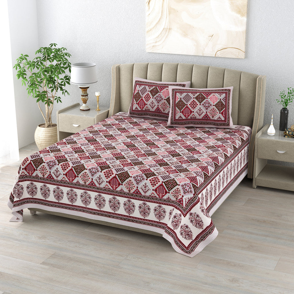 Cotton Print Bedsheet with 2 pillow covers - Rama