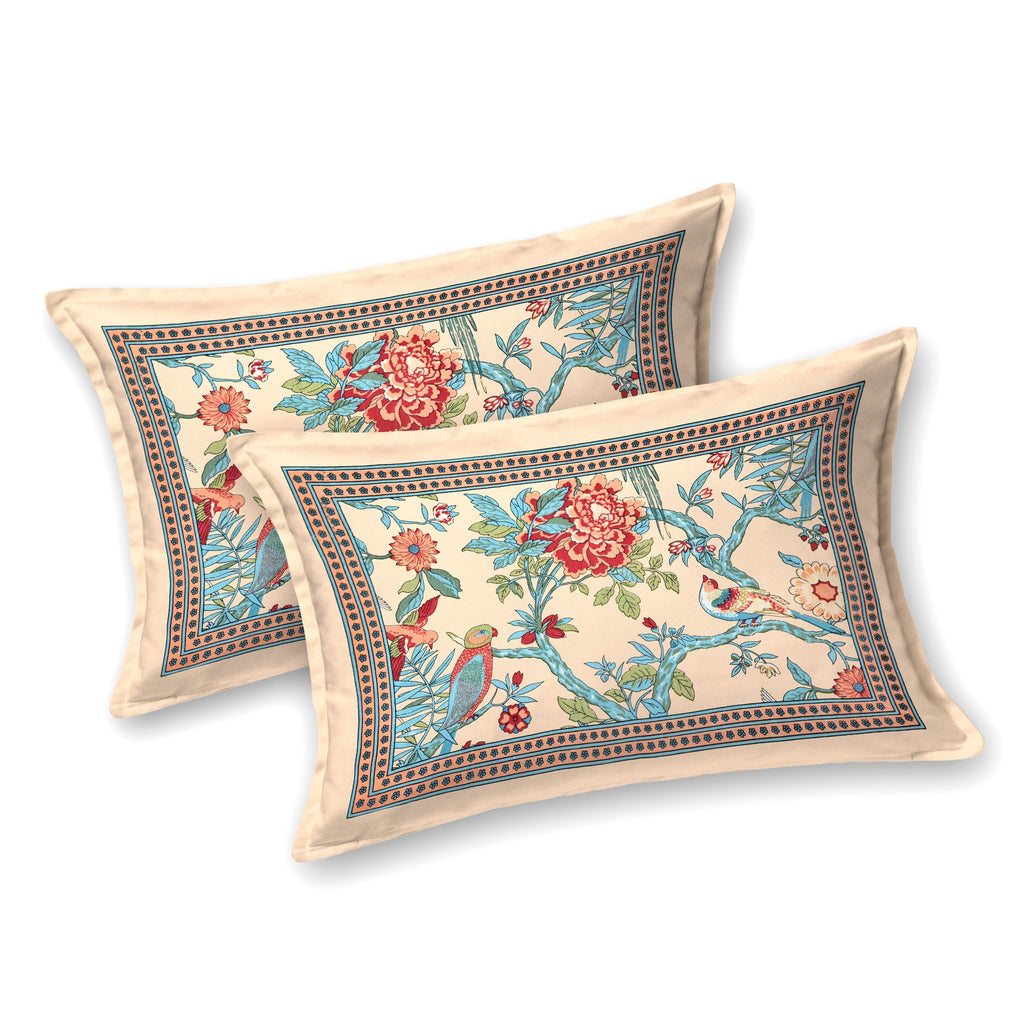 Cotton Print Bedsheet with 2 pillow covers - Bird