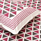 Cotton  Super king Bedsheet with 2 pillow covers - Imperial Pyramid Maroon