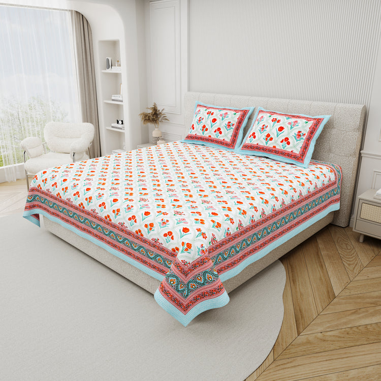 100% Premium Cotton Printed Bedsheet- Botanical