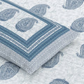 Cotton Print Bedsheet with 2 pillow covers - Blue Paisley