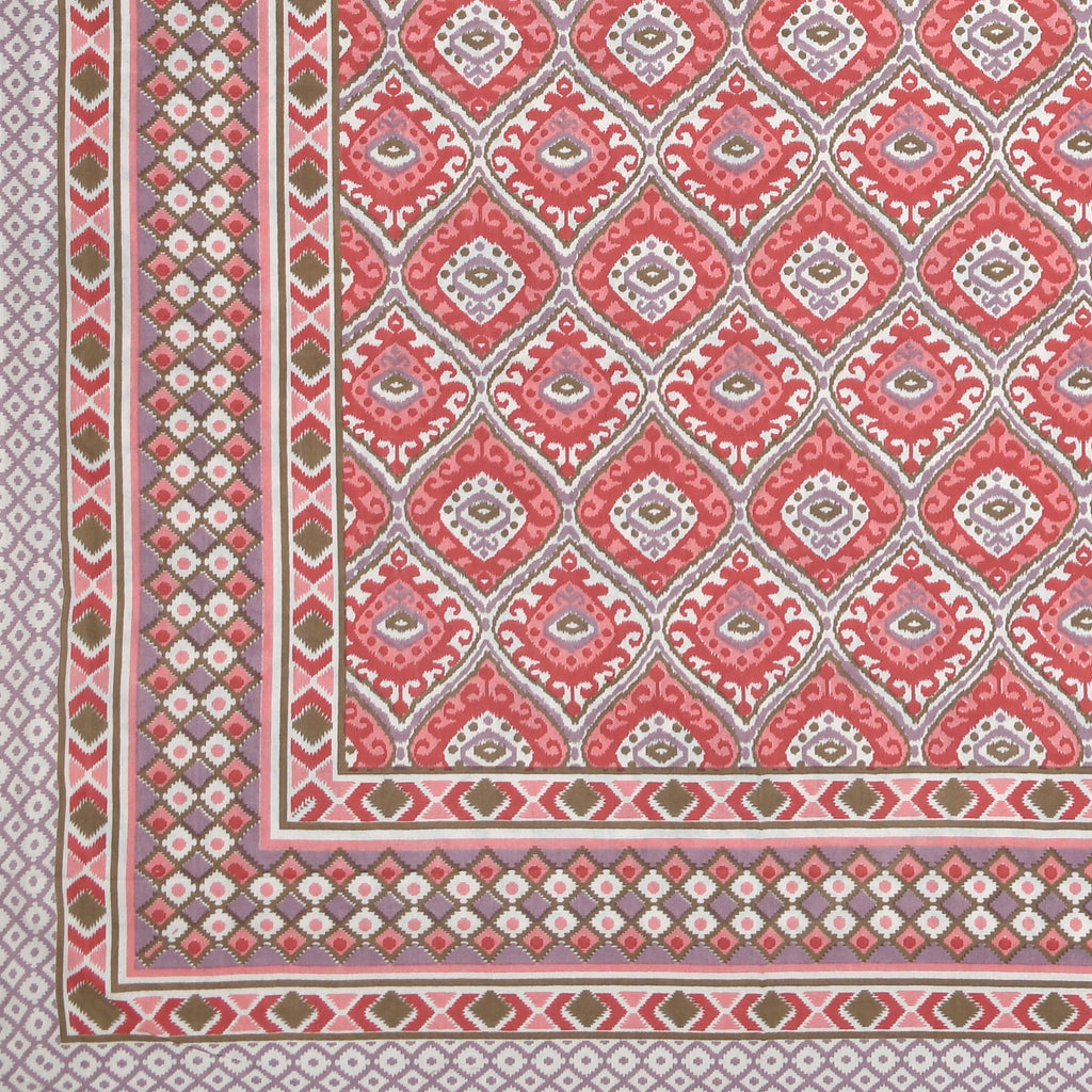 Cotton Bedsheet with 2 pillow covers - Ikat Red