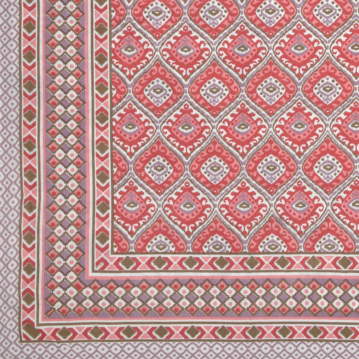 Cotton Bedsheet with 2 pillow covers - Ikat Red
