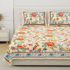 Cotton Print Bedsheet with 2 pillow covers - Bird