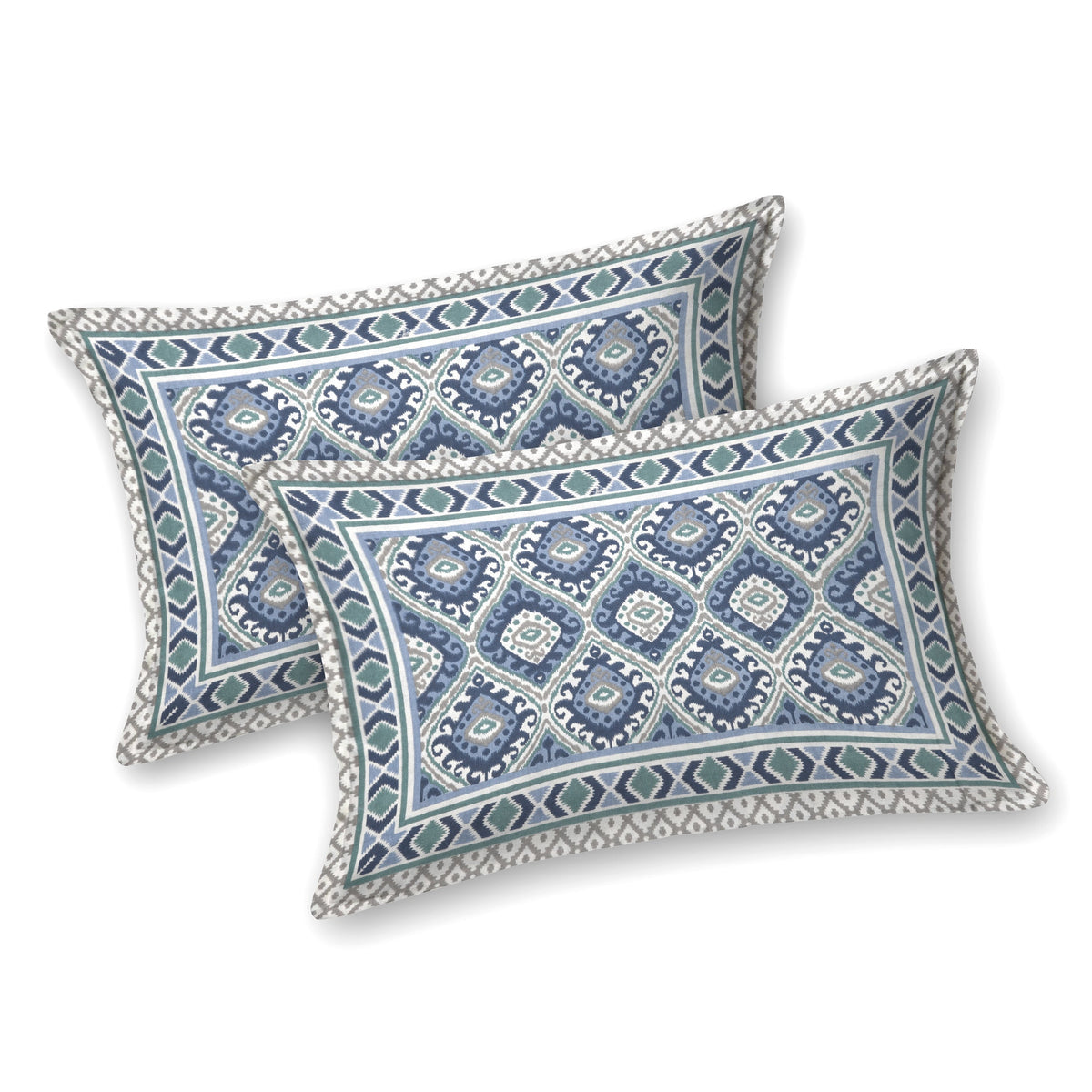 Cotton Bedsheet with 2 pillow covers - Ikat Blue