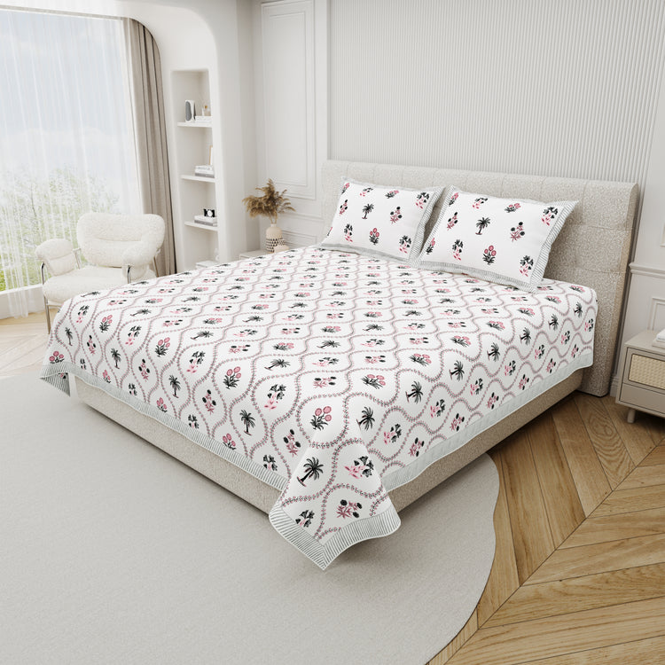 Blossom - Premium Cotton Handblock Print Bedsheet Set