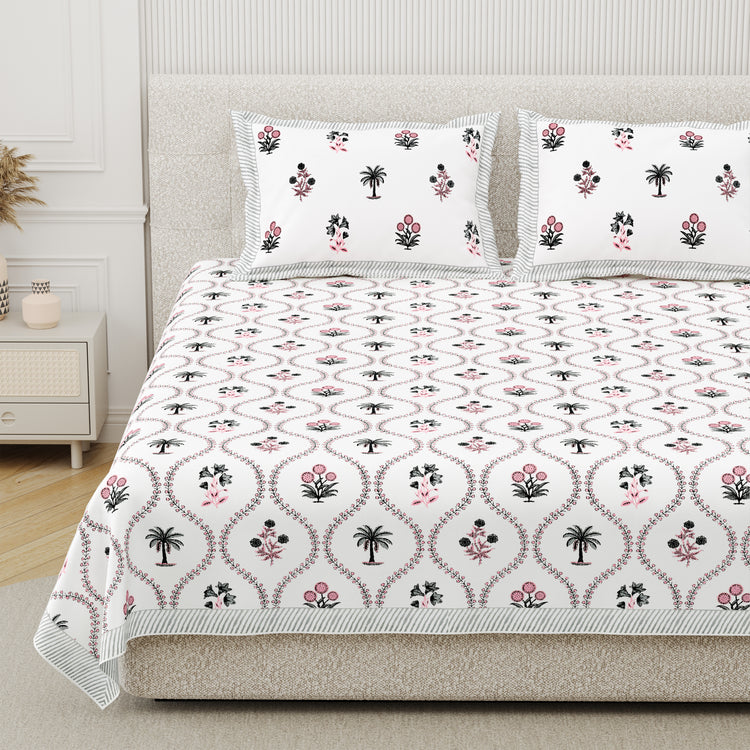 Blossom - Premium Cotton Handblock Print Bedsheet Set
